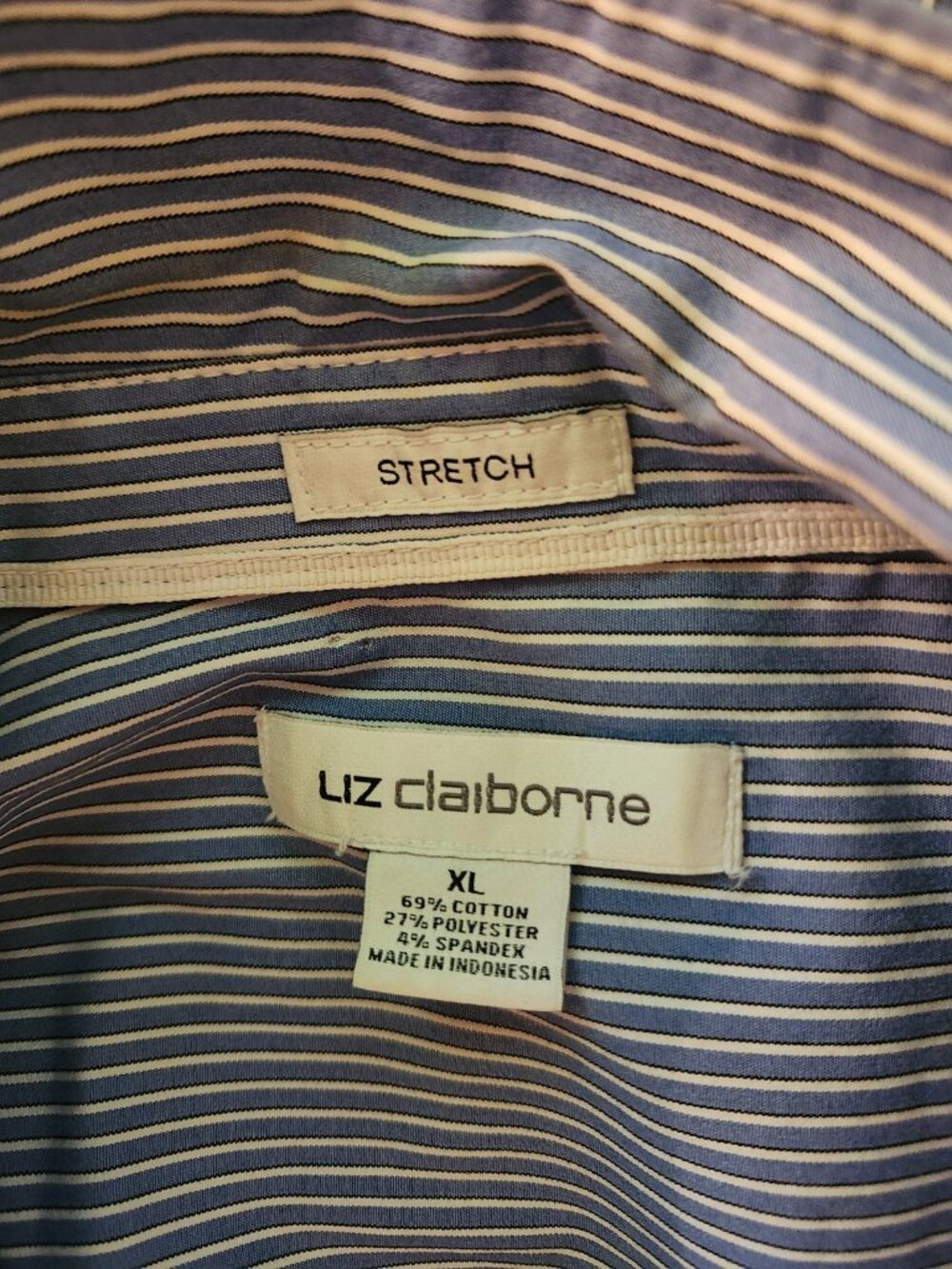 Liz Claiborne XL Blue White Striped Blouse Short Sleeve Coastal Preppy Classic T - Picture 4 of 10